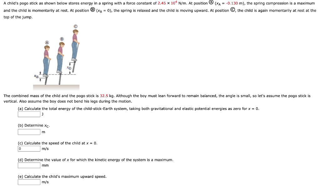Solved A child's pogo stick as shown below stores energy in