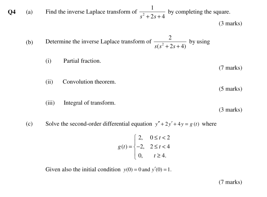 Solved Q4 (a) 1 Find the inverse Laplace transform of $? +2s | Chegg.com