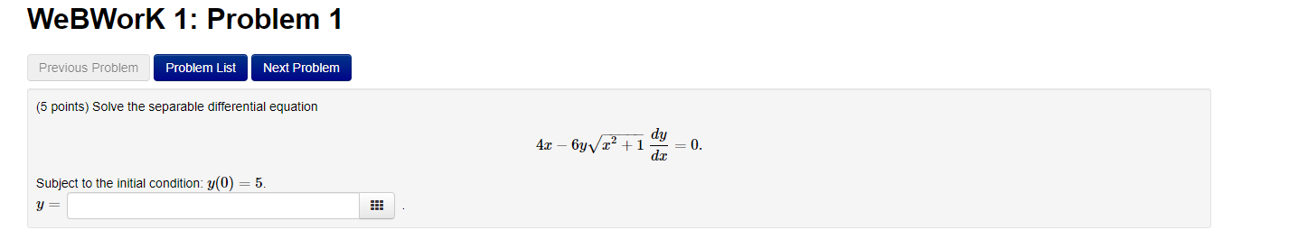 Solved WeBWork 1: Problem 1 Previous Problem Problem List | Chegg.com