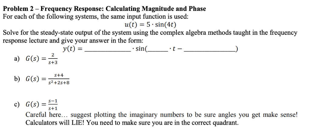 Solved Problem 2 - Frequency Response: Calculating Magnitude | Chegg.com