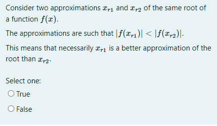 Solved Consider two approximations xr1 and xr2 of the same | Chegg.com