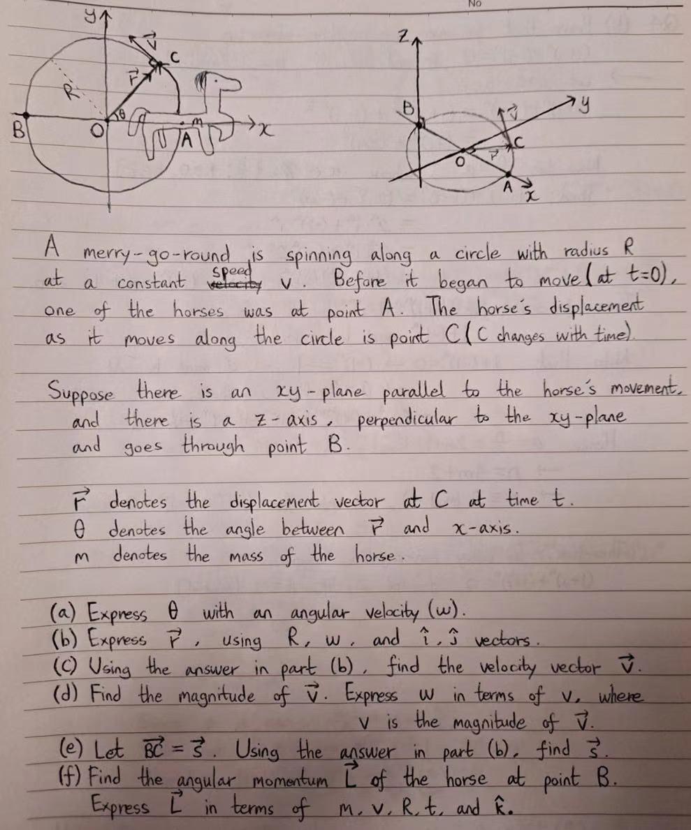 Solved No 2a Ny M B O Pc A A A Merry Go Round Is Spinn Chegg Com