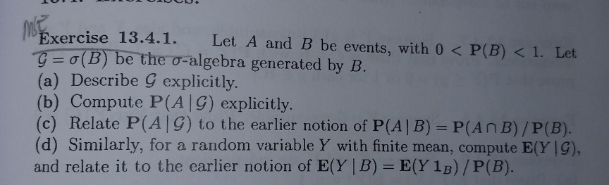 Solved Exercise 13.4.1. Let A And B Be Events, With 0