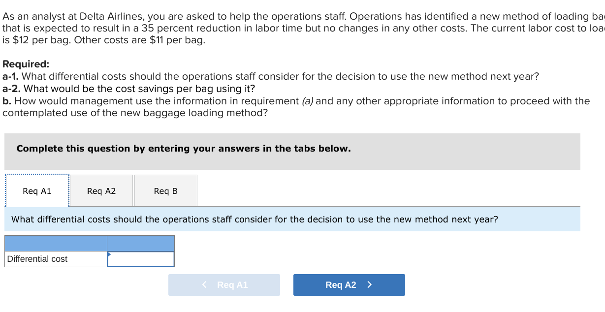 Solved As an analyst at Delta Airlines, you are asked to | Chegg.com