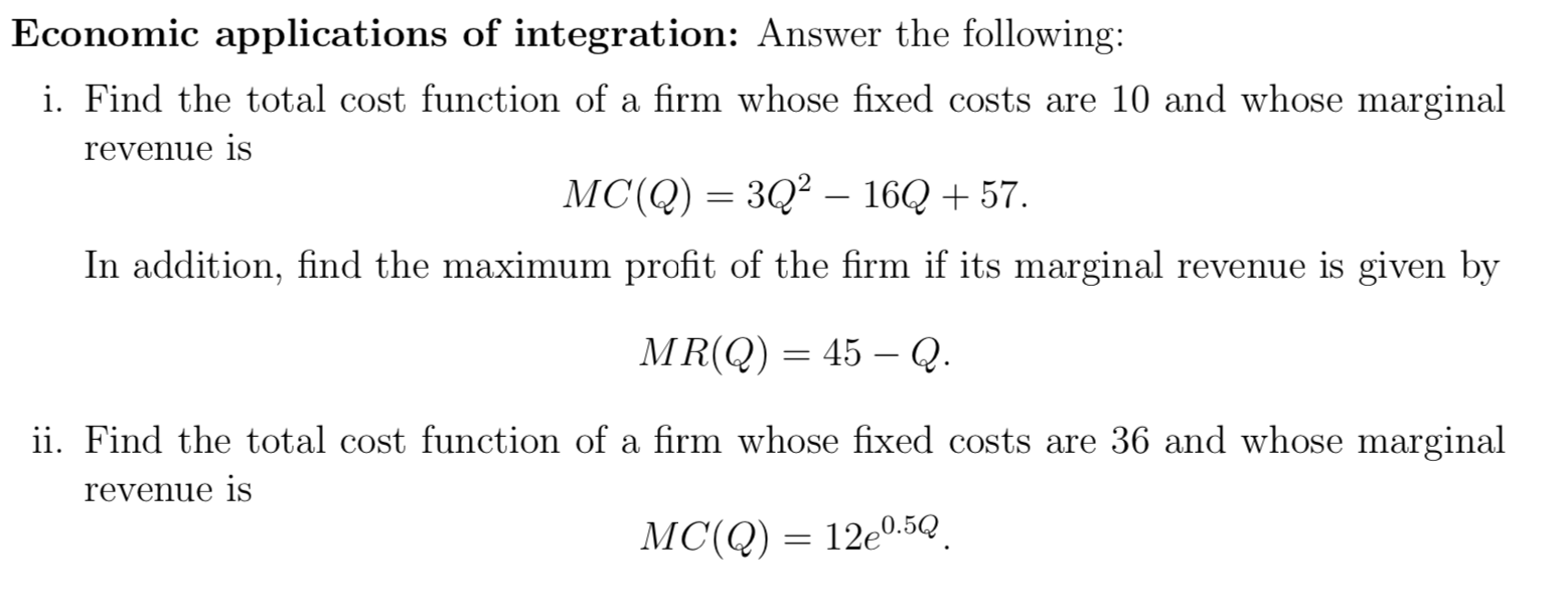 Solved Economic applications of integration: Answer the | Chegg.com