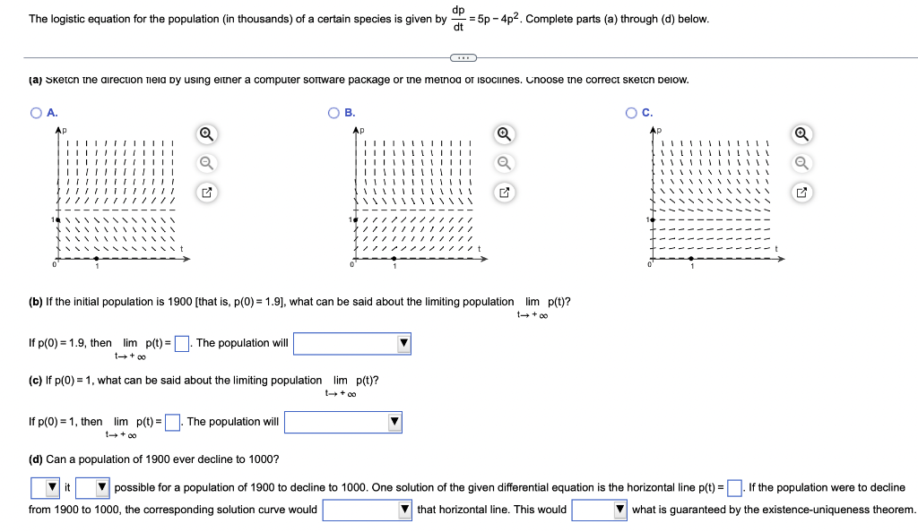 Solved dp The logistic equation for the population (in | Chegg.com