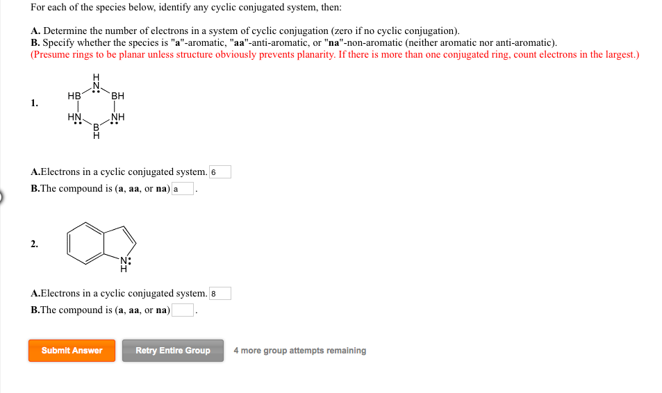 Solved For each of the species below, identify any cyclic | Chegg.com