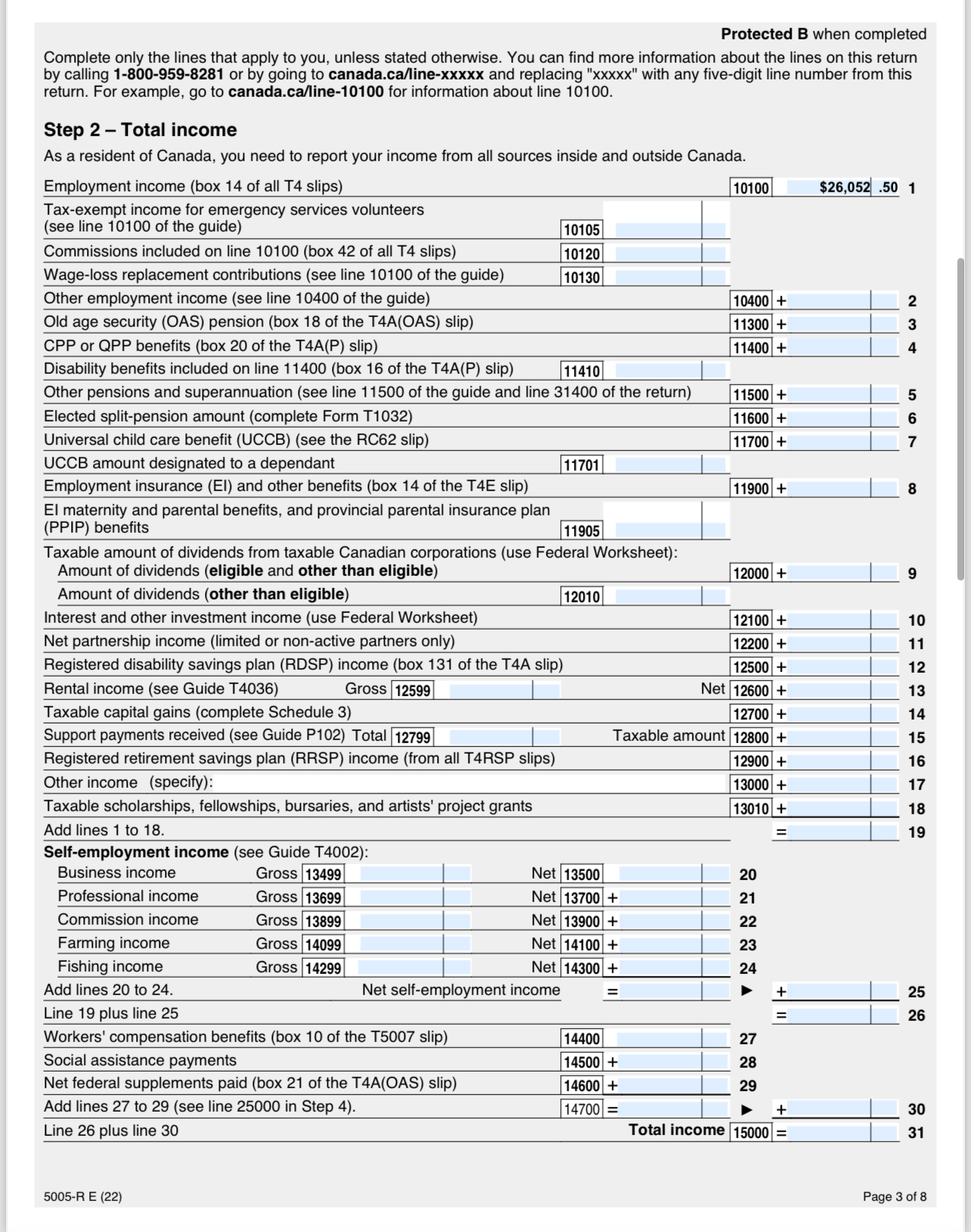 Solved Protected B when completed Complete only the lines | Chegg.com