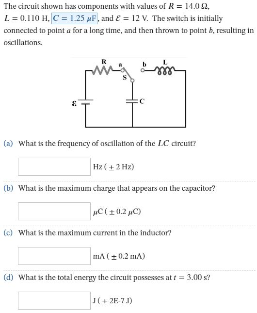 Solved The Circuit Shown Has Components With Values Of 𝑅 Chegg Com