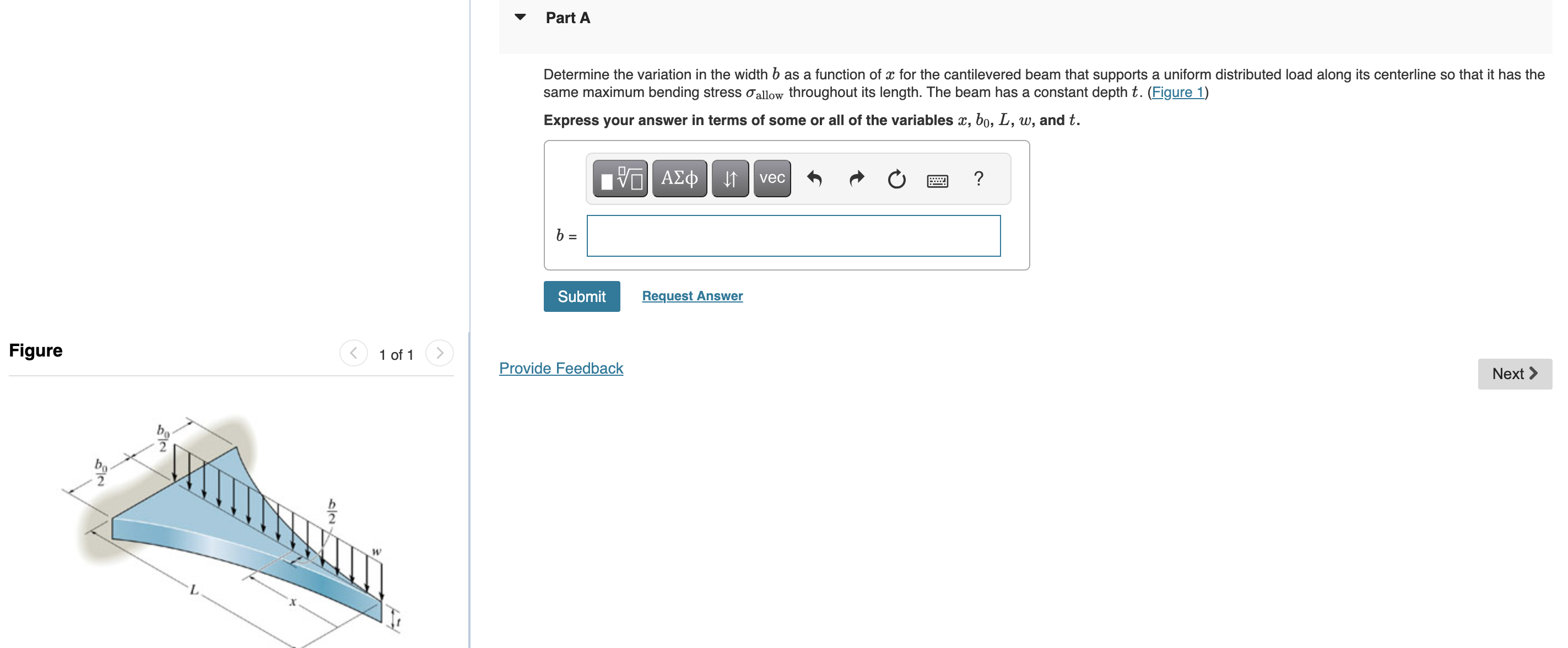 Solved Determine The Variation In The Width B As A Function | Chegg.com