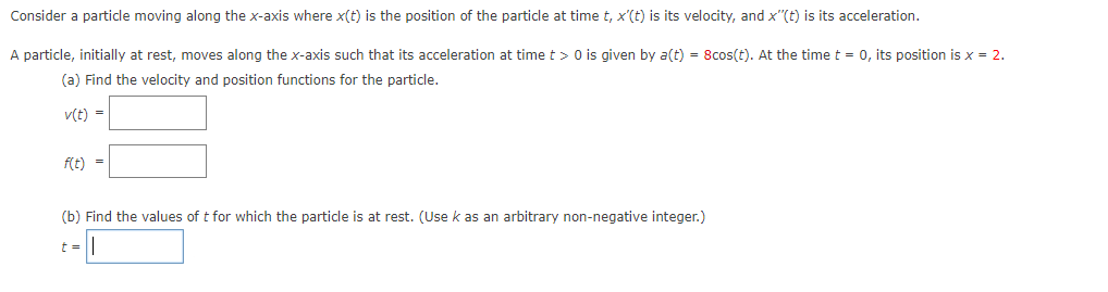 Solved Consider a particle moving along the x-axis where | Chegg.com