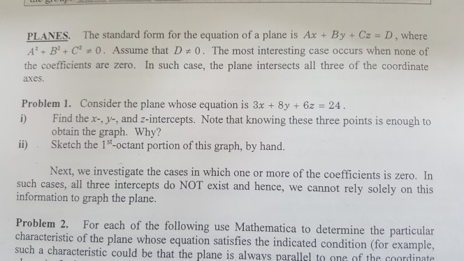 Solved The standard form for the equation of a plane is Ax + | Chegg.com