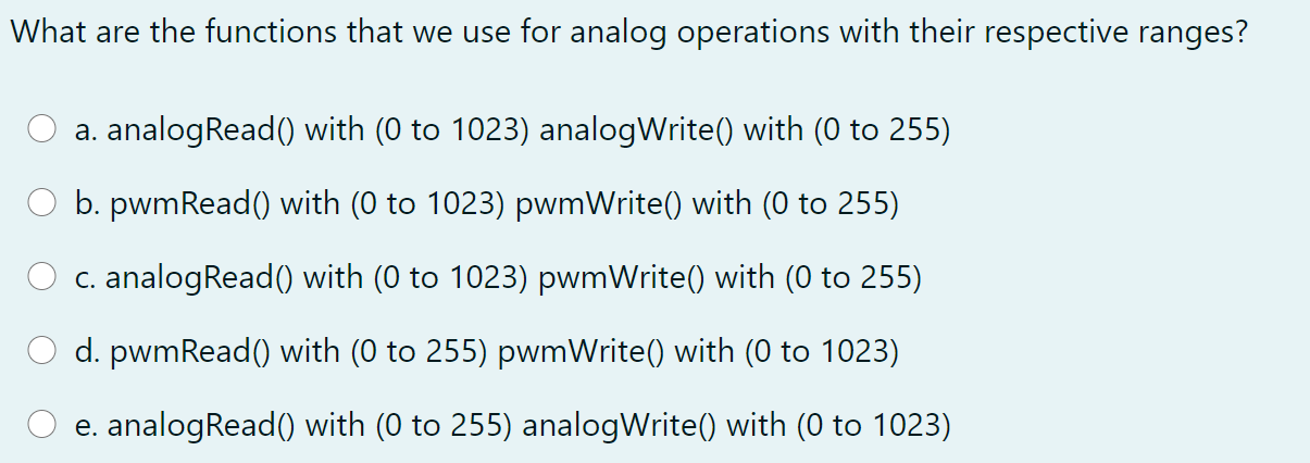 Solved What are the functions that we use for analog | Chegg.com