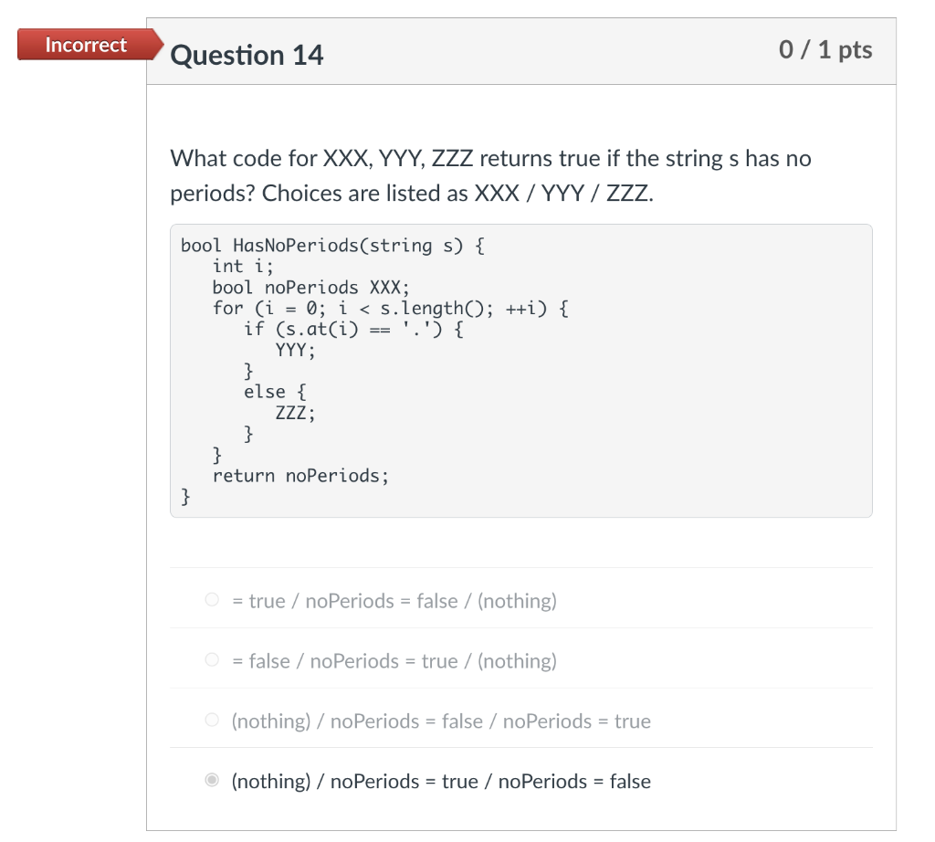 Solved Question 14 01 pts What code for XXX,YYY,ZZZ returns | Chegg.com