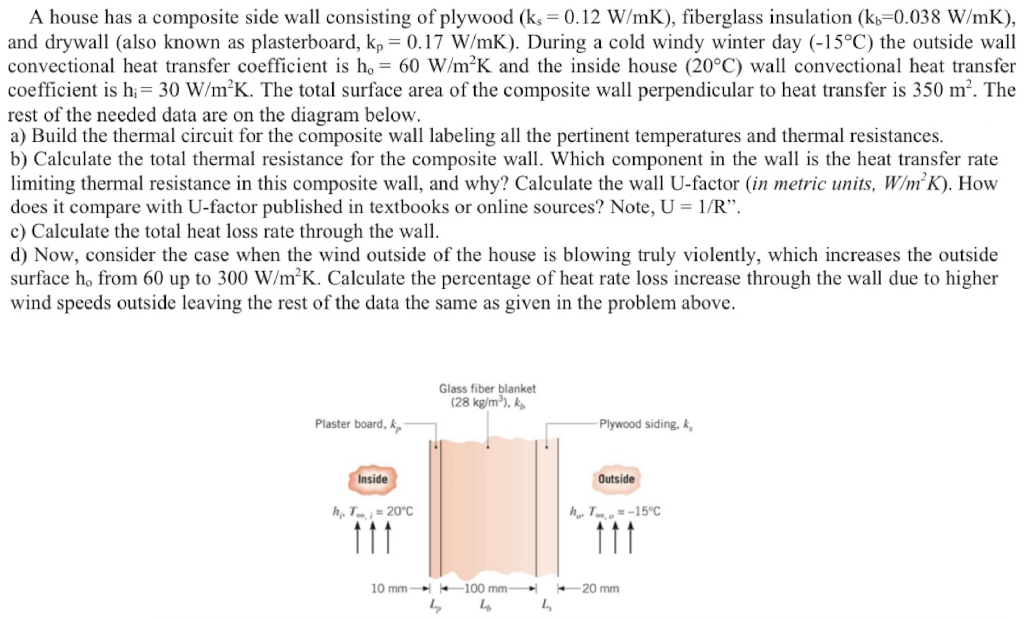 Solved A house has a composite side wall consisting of | Chegg.com