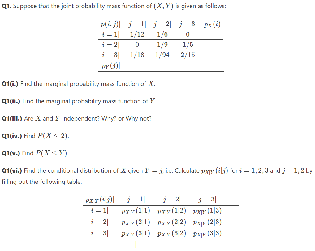 Solved Q1 Suppose That The Joint Probability Mass Function Chegg Com