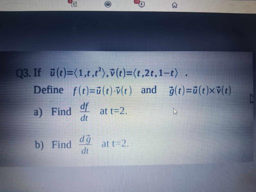 Solved Q3 If U C 1 0 1 V T 4 21 1 T Define F T Chegg Com