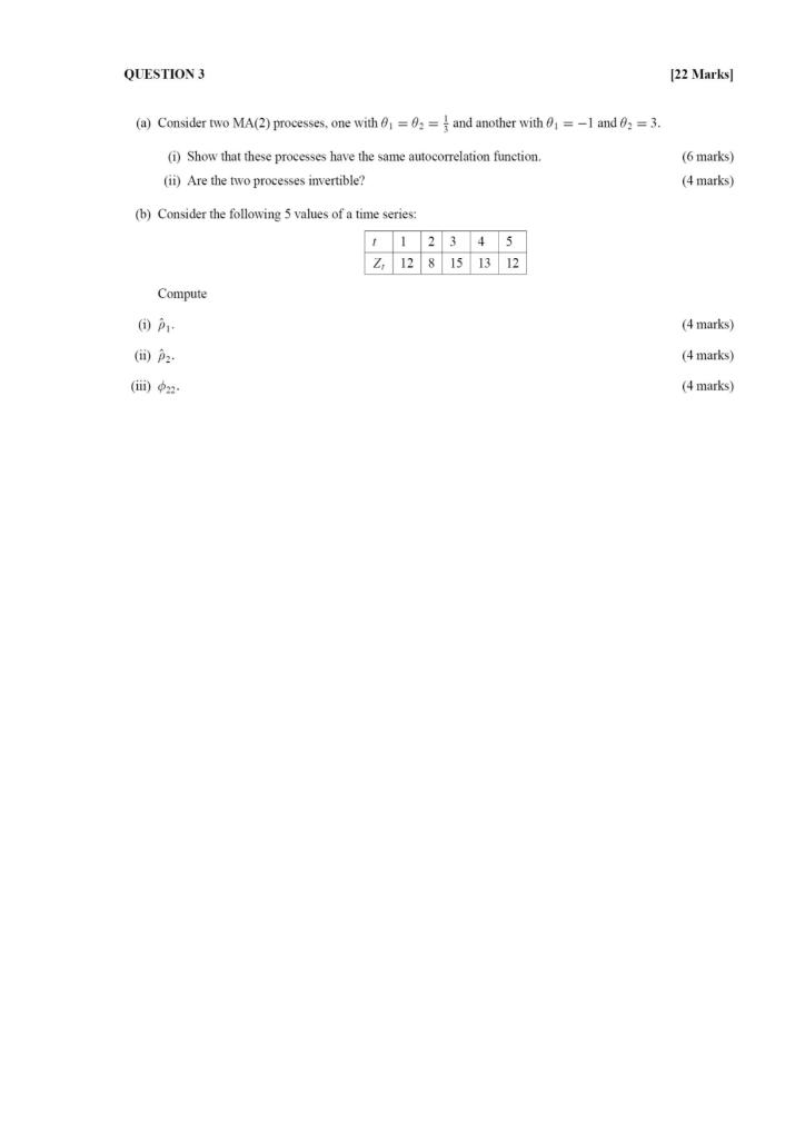 Solved QUESTION 3 [22 Marks (a) Consider two MA(2) | Chegg.com