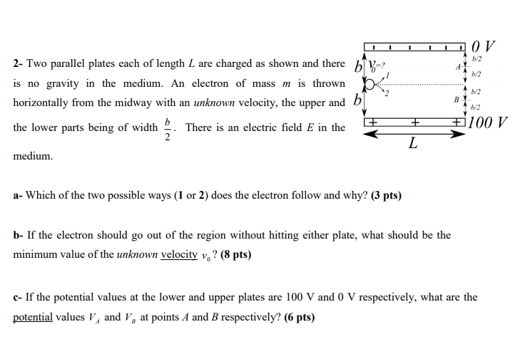 Solved 1 OV B/2 B/2 1/2 B 2- Two Parallel Plates Each Of | Chegg.com