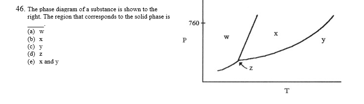 Solved 46. The phase diagram of a substance is shown to the | Chegg.com