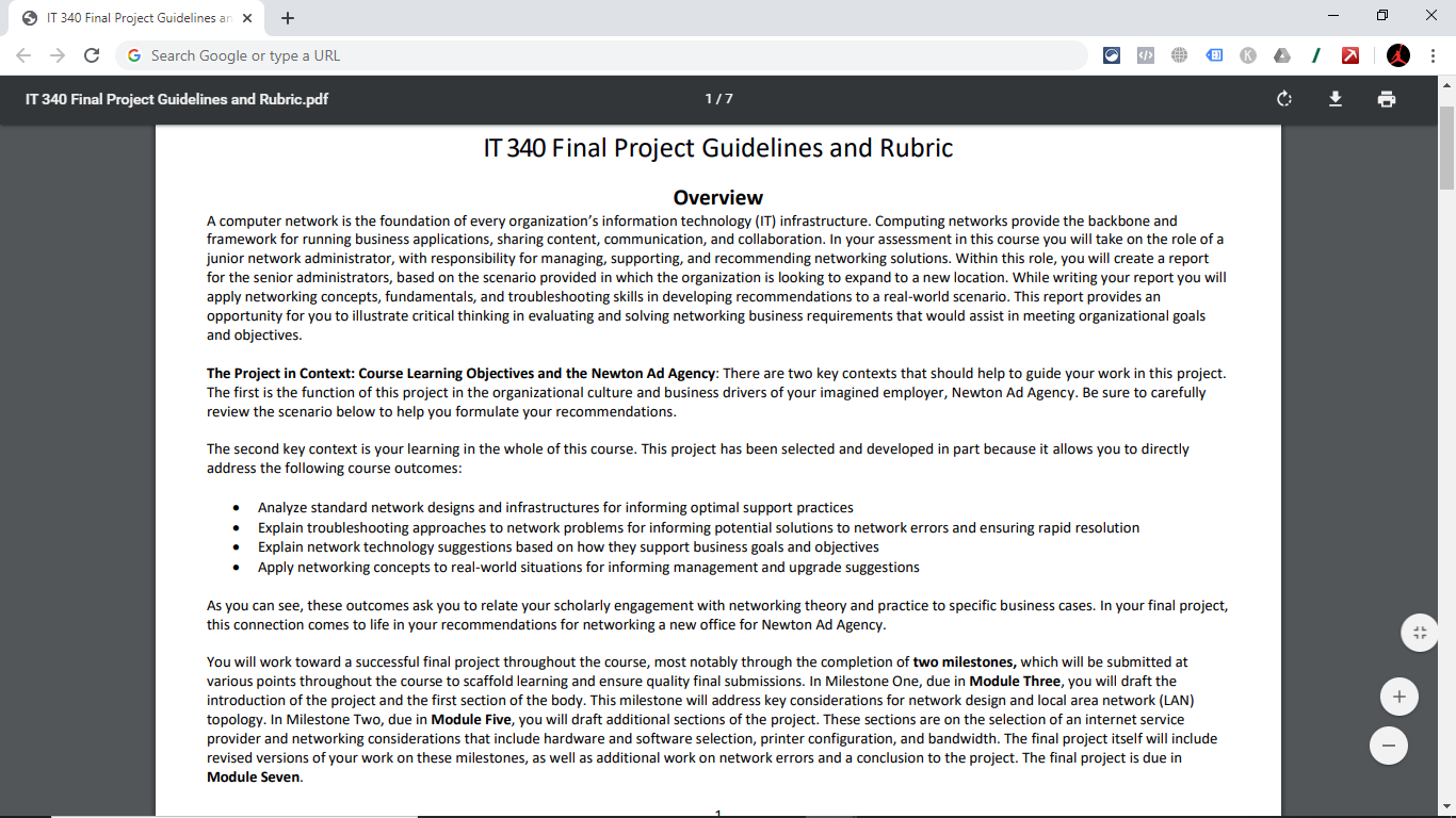 O IT 340 Final Project Guidelines An X G Search | Chegg.com