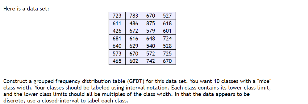 Solved Here is a data set: Construct a grouped frequency | Chegg.com