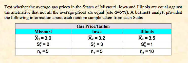 solved test whether the average gas prices in the states chegg com chegg