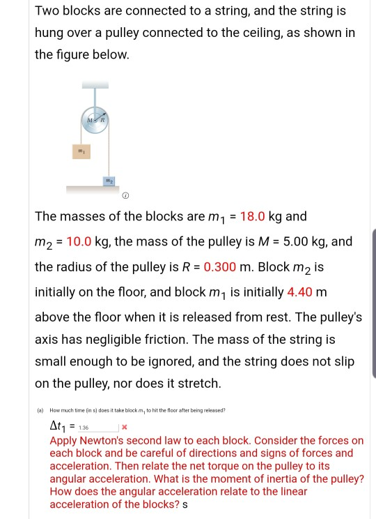 Solved Two blocks are connected to a string, and the string | Chegg.com