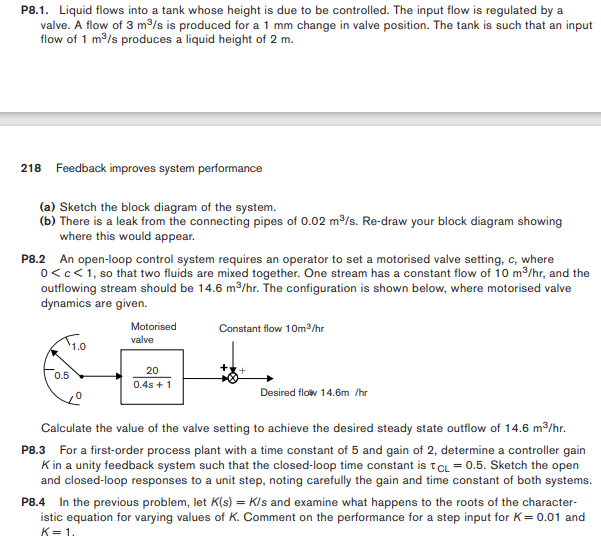 P8.1. Liquid Flows Into A Tank Whose Height Is Due To | Chegg.com