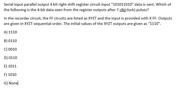 Solved Serial input parallel output 4 bit right shift | Chegg.com