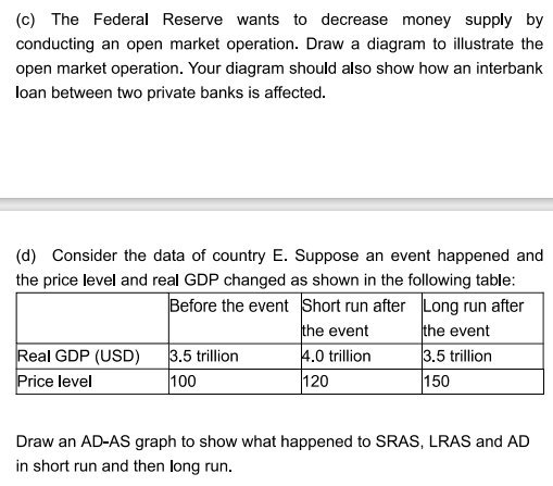 Solved (c) The Federal Reserve wants to decrease money | Chegg.com