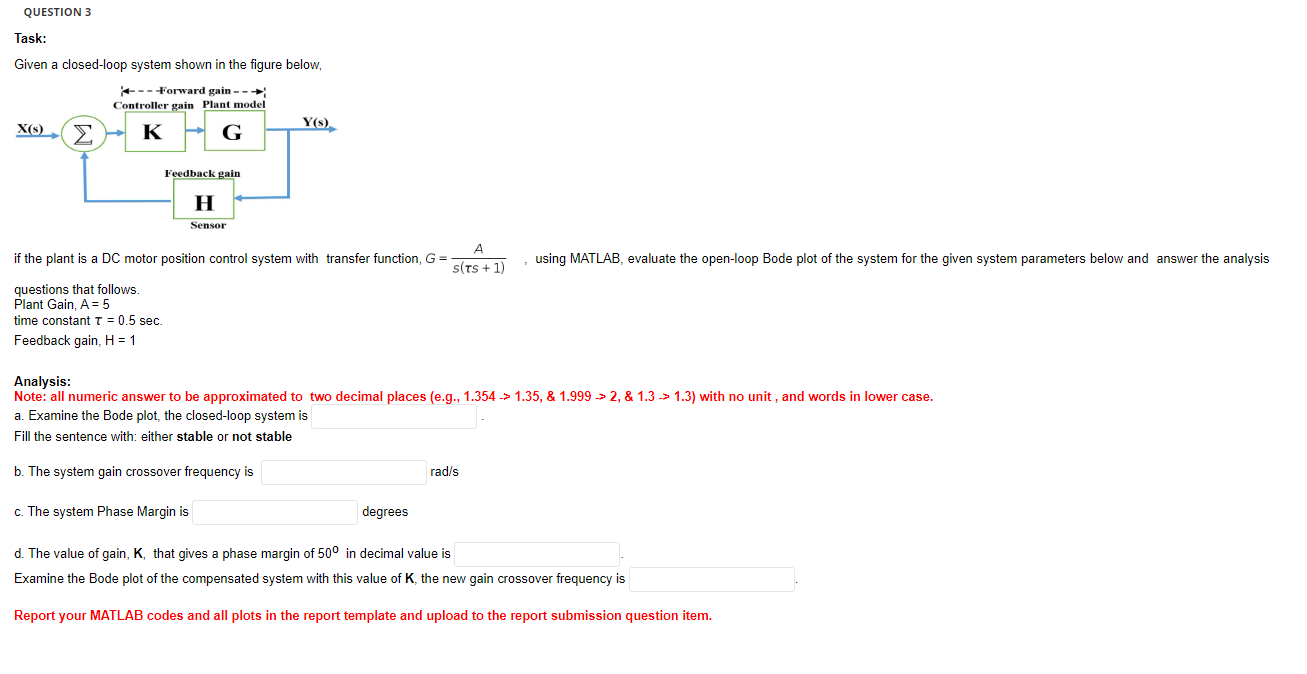 Solved Task: Given a closed-loop system shown in the figure | Chegg.com