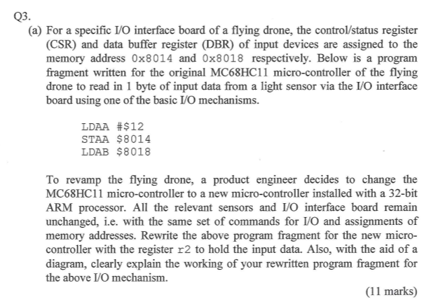 Q3. (a) For a specific 1/0 interface board of a | Chegg.com