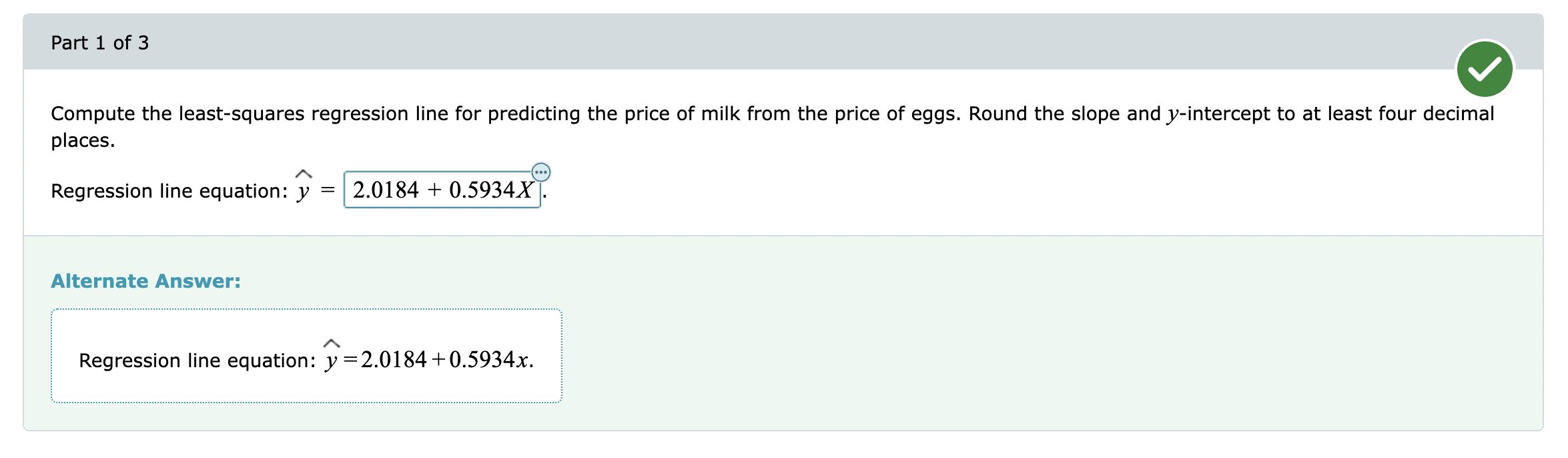 Solved Price of eggs and milk The following table presents