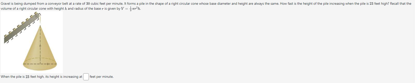 Solved volume of a right circular cone with height h and | Chegg.com