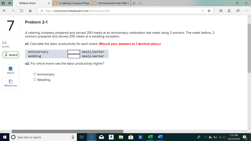 Solved Midterm Exam X C A Catering Company Prepa C Get Ho