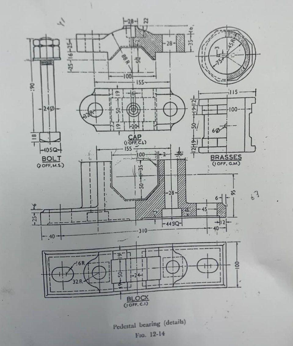 Machine Drawing: PLUMMER BLOCK (PEDESTAL BEARING), 45% OFF