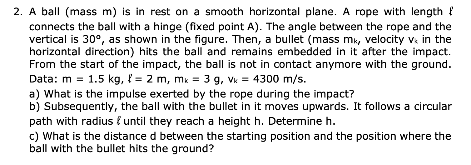 Solved 2. A ball (mass m) is in rest on a smooth horizontal