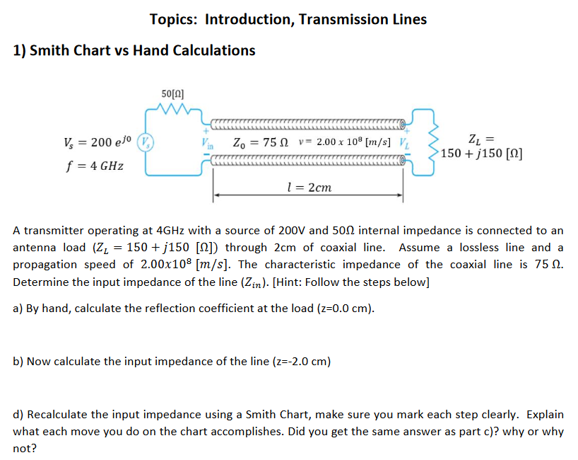 Solved Topics: Introduction, Transmission Lines 1) Smith | Chegg.com