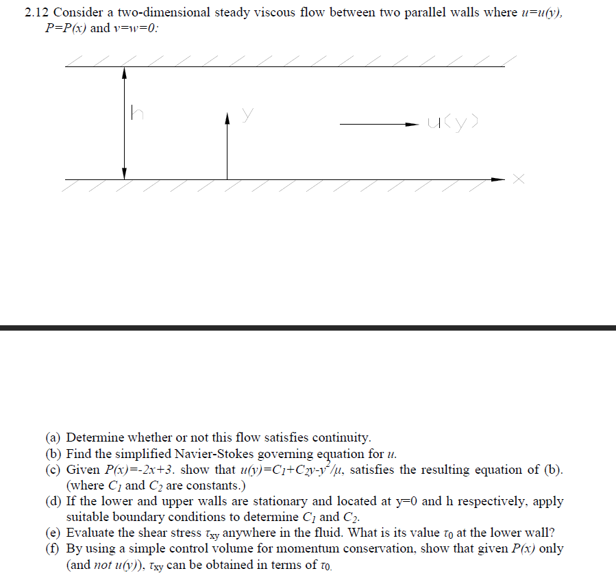 Solved 2.12 Consider a two-dimensional steady viscous flow | Chegg.com