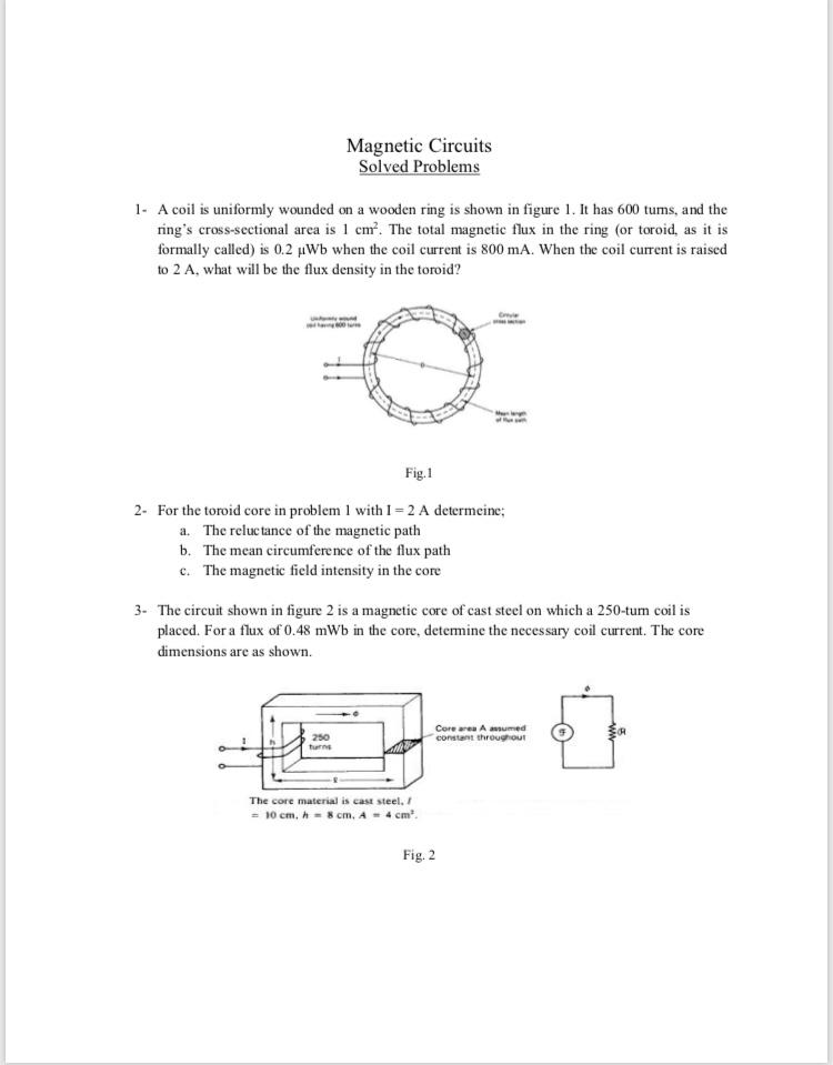 Solved Magnetic Circuits Solved Problems 1. A coil is | Chegg.com