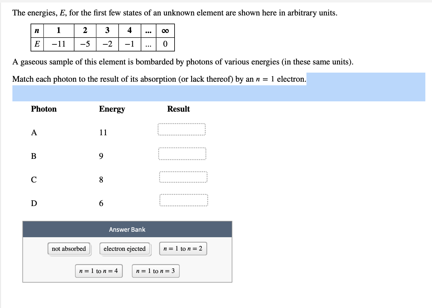 Solved The energies, E, for the first few states of an | Chegg.com