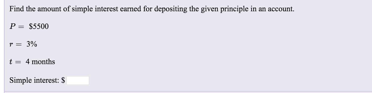 Solved Find The Amount Of Simple Interest Earned For | Chegg.com
