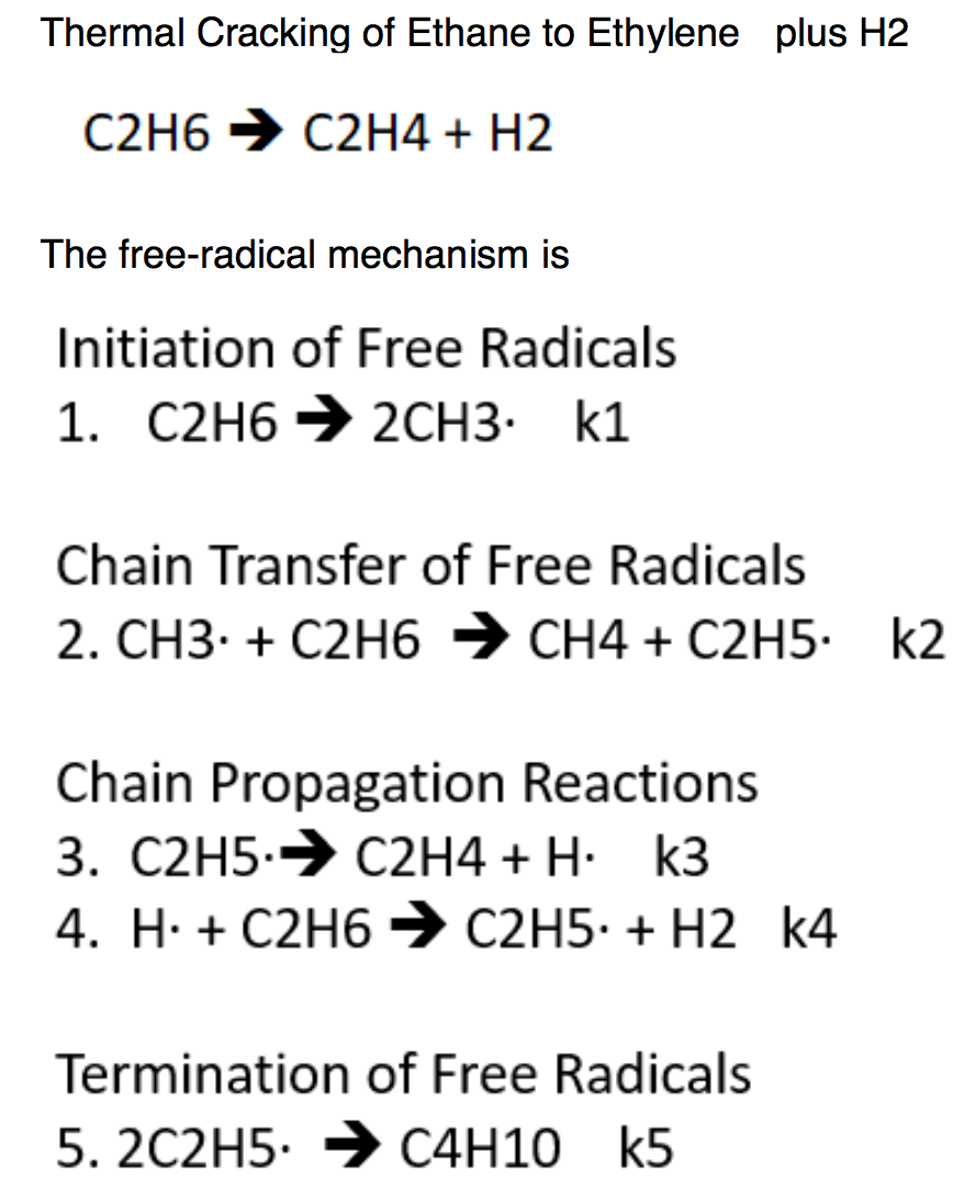 Solved For the free radical reaction for ethane cracking Chegg