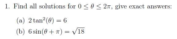 Solved 1. Find all solutions for 0 | Chegg.com