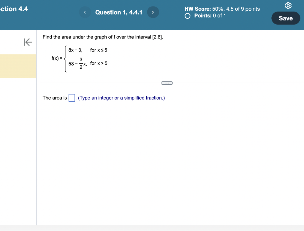 Solved Find the area under the graph of f over the interval | Chegg.com