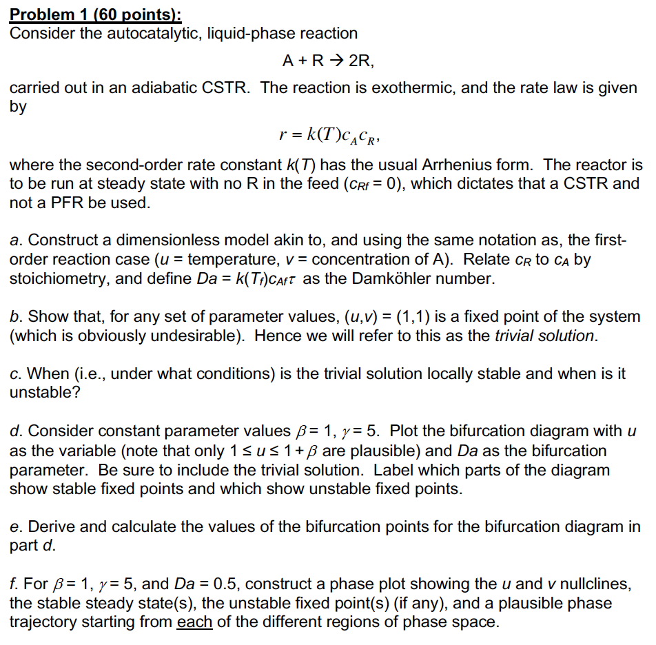 Consider The Autocatalytic, Liquid-phase Reaction A R | Chegg.com