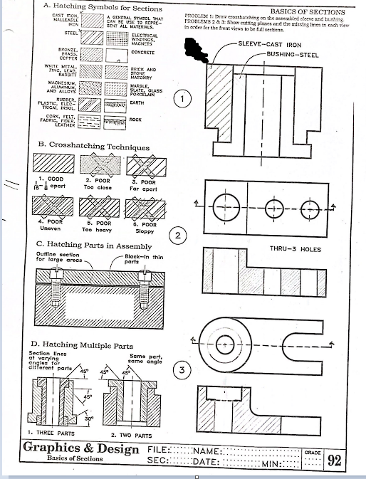 (1) B. Crosshatching Techniques C. Hatching Parts in | Chegg.com