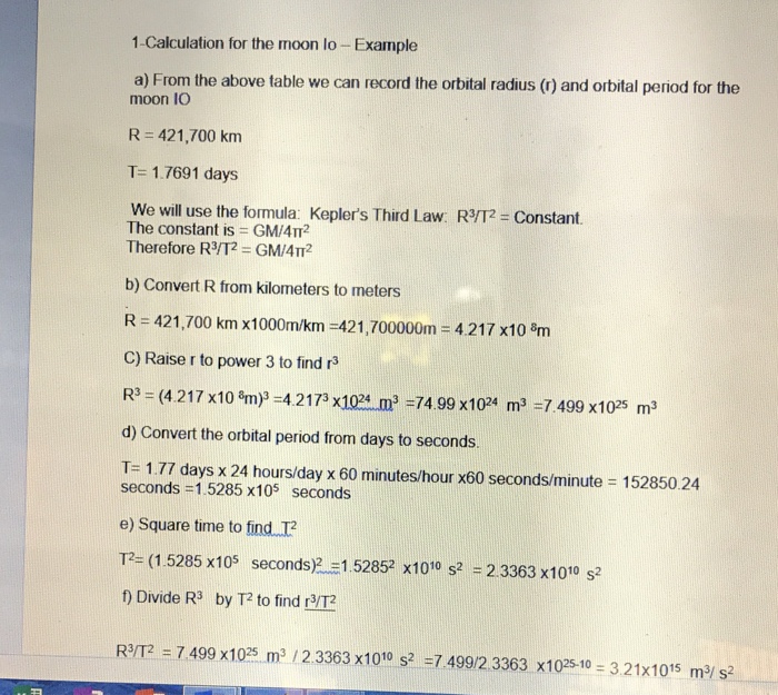 Solved 1-Calculation for the moon lo- Example a) From the | Chegg.com