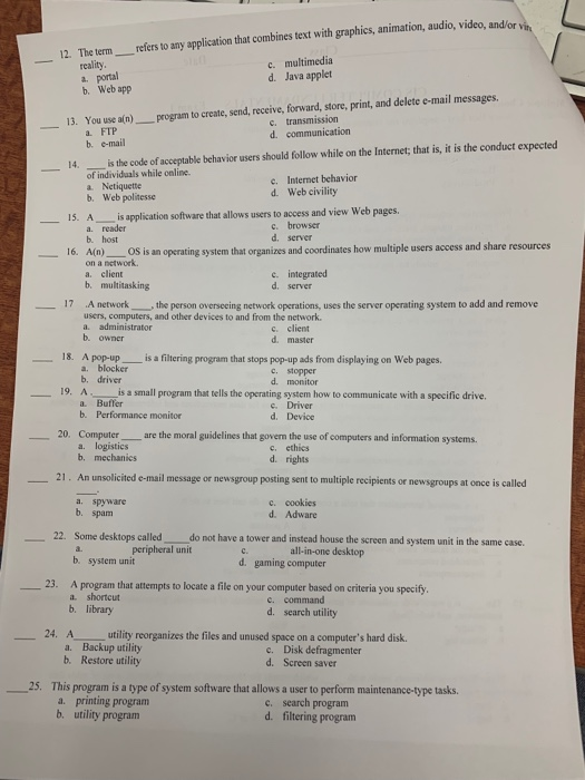 Solved Multiple Choice ldentify the choice that best | Chegg.com